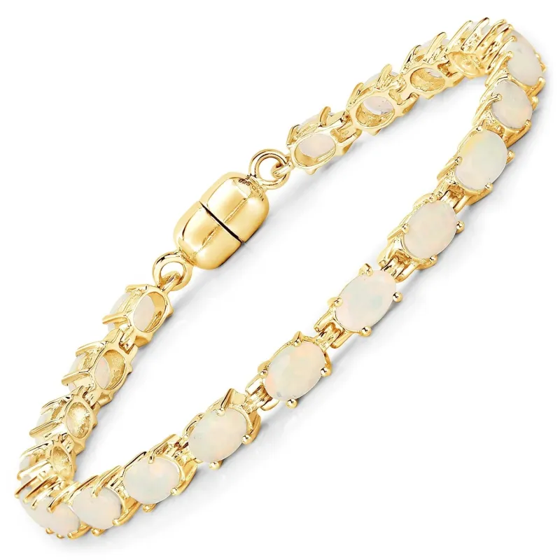 5.28 Ct Oval Ethiopian Opal Prong Sterling Silver Tennis Bracelet made by Zulily