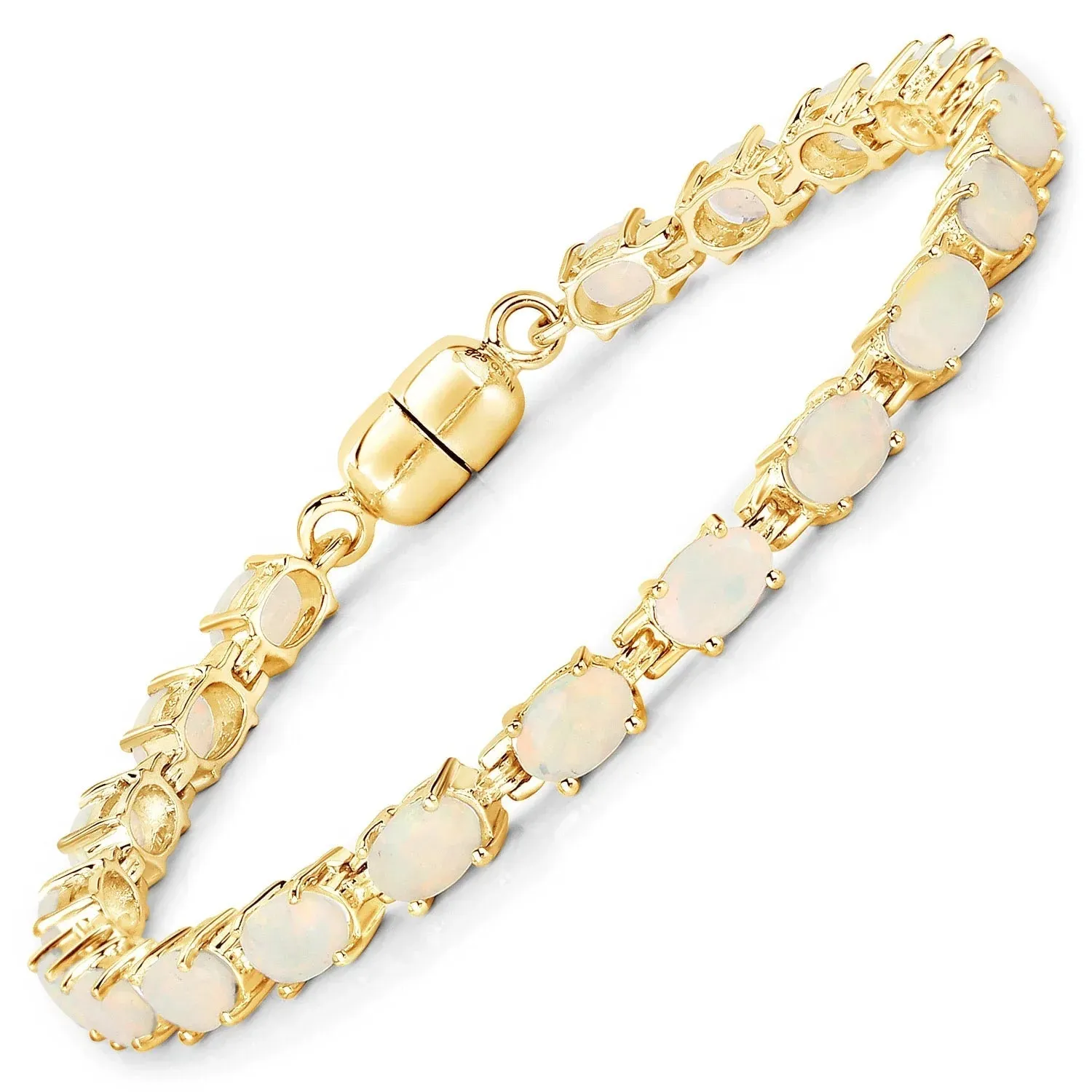 5.28 Ct Oval Ethiopian Opal Prong Sterling Silver Tennis Bracelet sold by Zulily