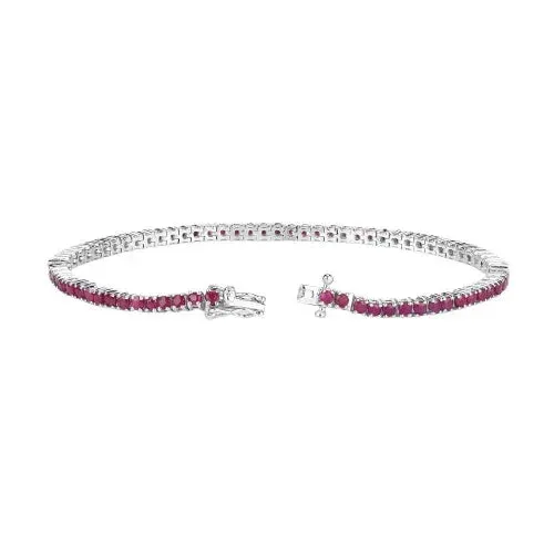 4.44 Ct Round Pink Ruby Prong Sterling Silver Tennis Bracelet sold by Zulily product image thumbnail 3