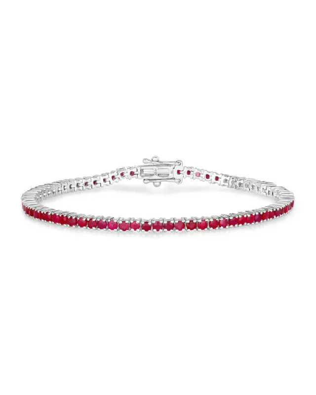 4.44 Ct Round Pink Ruby Prong Sterling Silver Tennis Bracelet made by Zulily