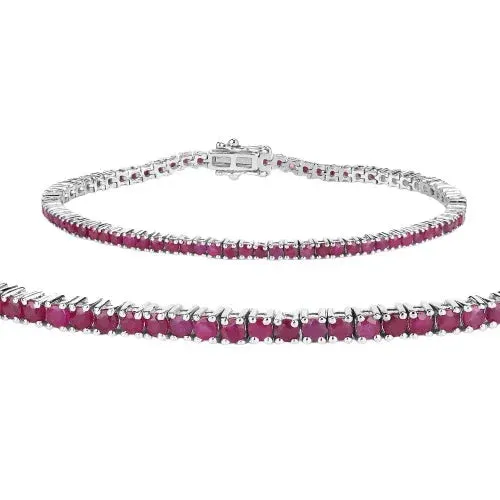 4.44 Ct Round Pink Ruby Prong Sterling Silver Tennis Bracelet sold by Zulily product image thumbnail 5