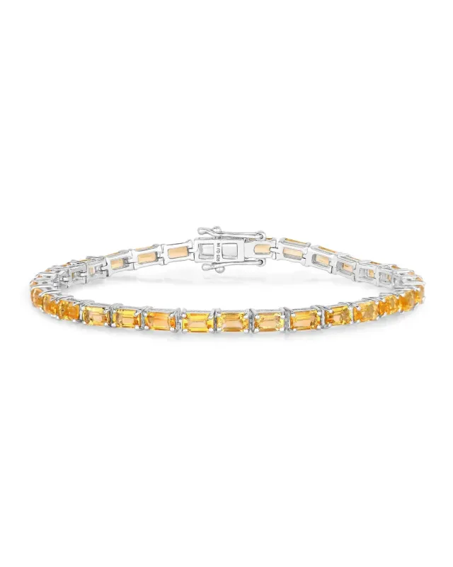12.80 Ct Octagon Yellow Citrine Prong Sterling Silver Tennis Bracelet made by Zulily