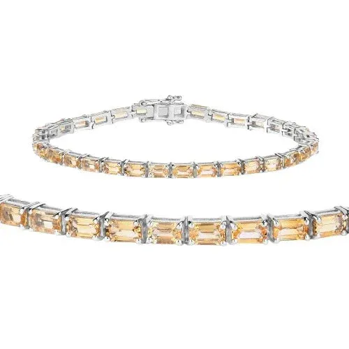 12.80 Ct Octagon Yellow Citrine Prong Sterling Silver Tennis Bracelet sold by Zulily product image thumbnail 5