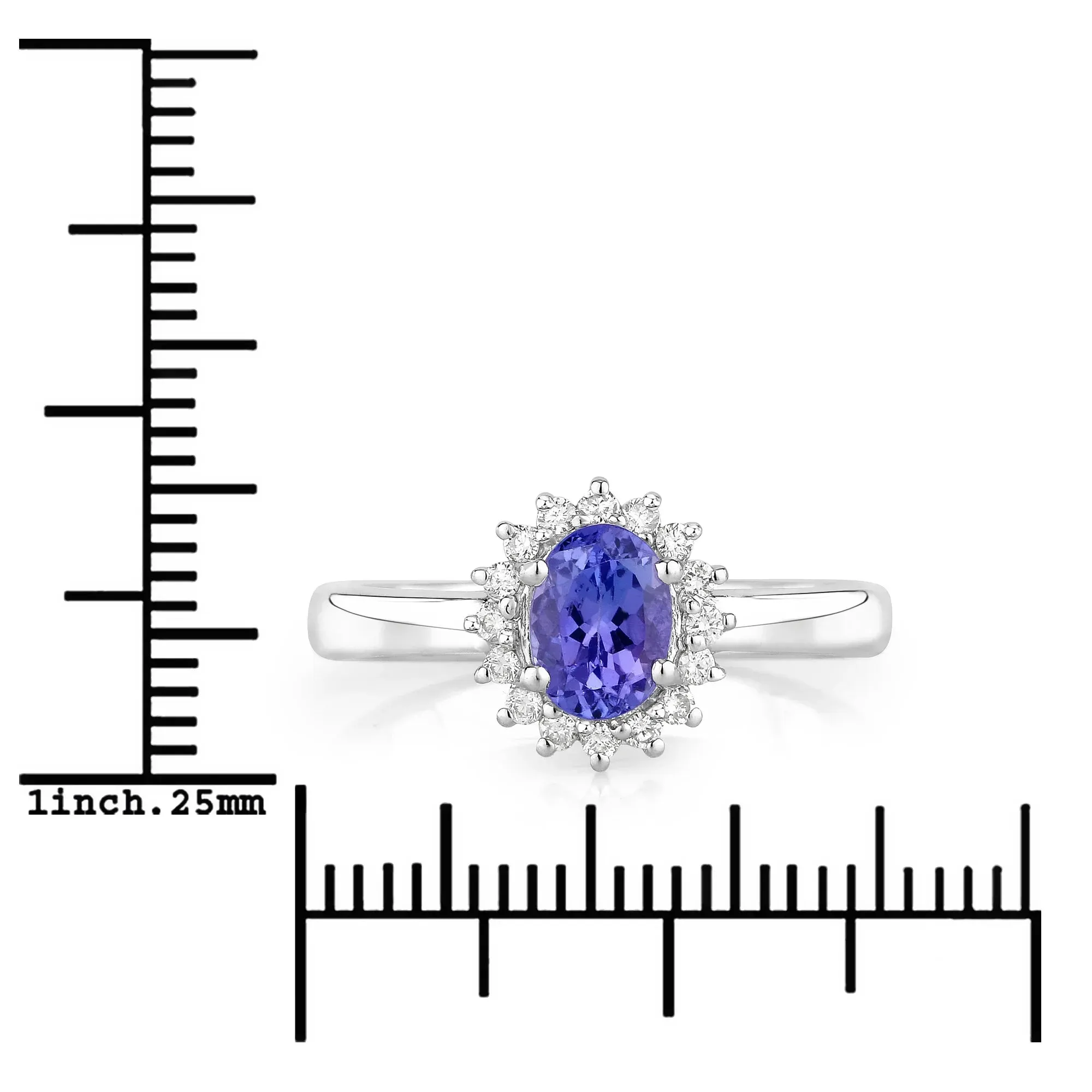 0.75 Ct Oval Violet Tanzanite and Lab Diamond Prong Silver Halo Ring sold by Zulily product image thumbnail 4
