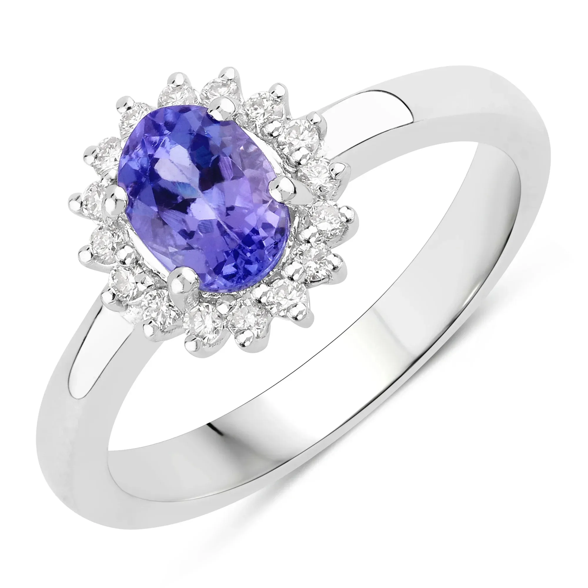 0.75 Ct Oval Violet Tanzanite and Lab Diamond Prong Silver Halo Ring sold by Zulily product image thumbnail 2