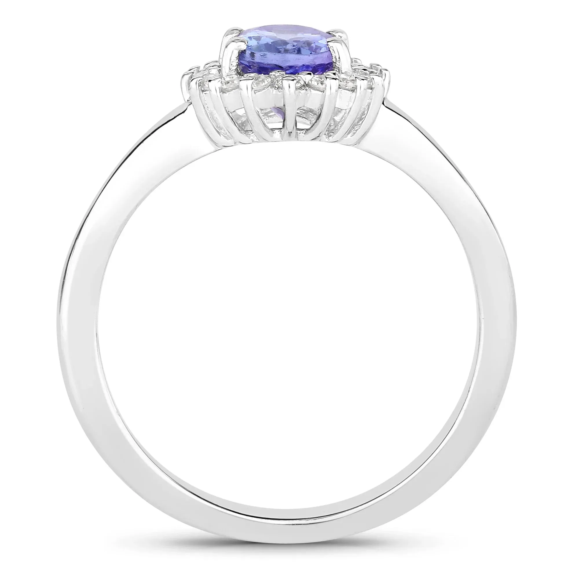 0.75 Ct Oval Violet Tanzanite and Lab Diamond Prong Silver Halo Ring sold by Zulily product image thumbnail 3