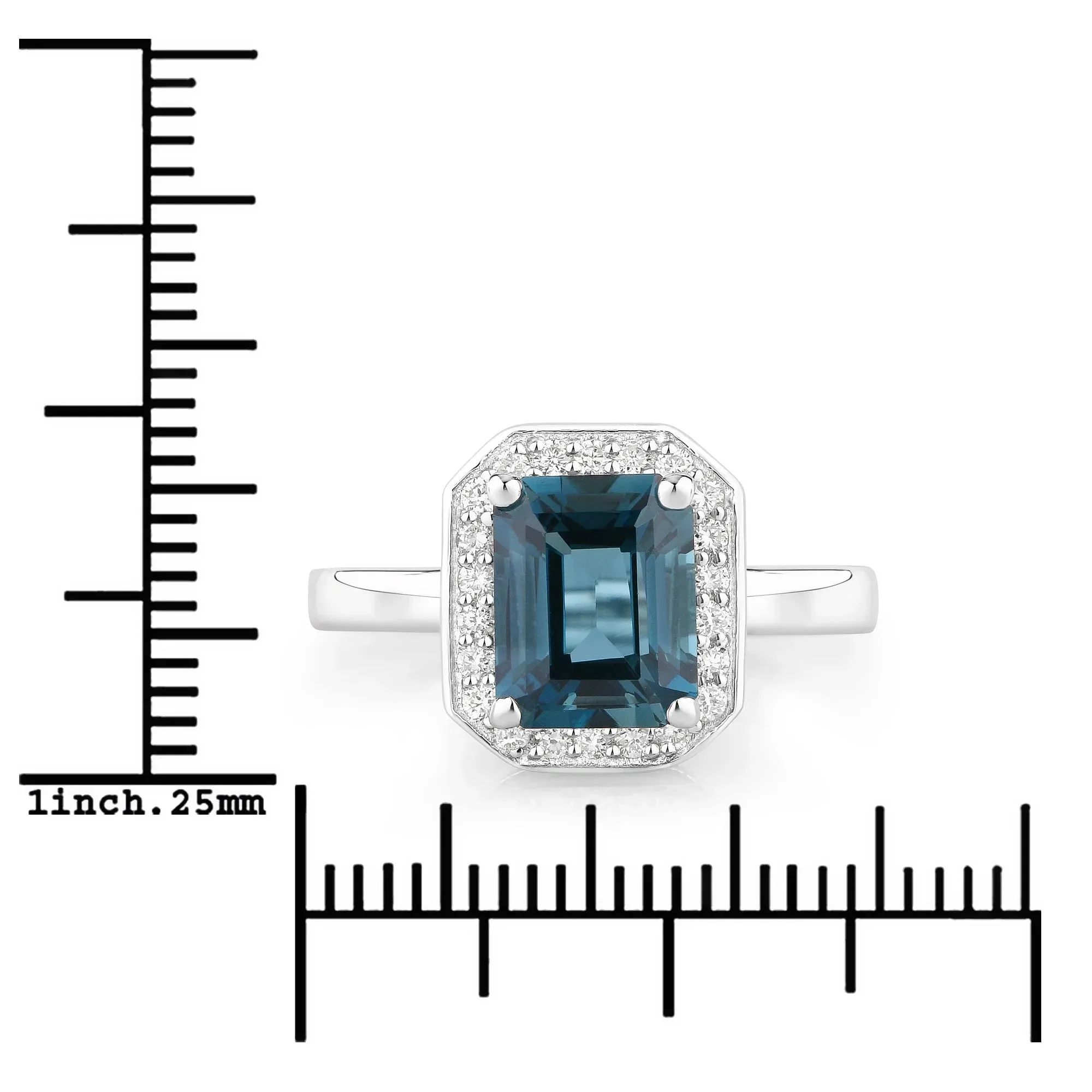 2.80 Ct Octagon London Blue Topaz and Lab Diamond Prong Silver Halo Ring sold by Zulily product image thumbnail 4