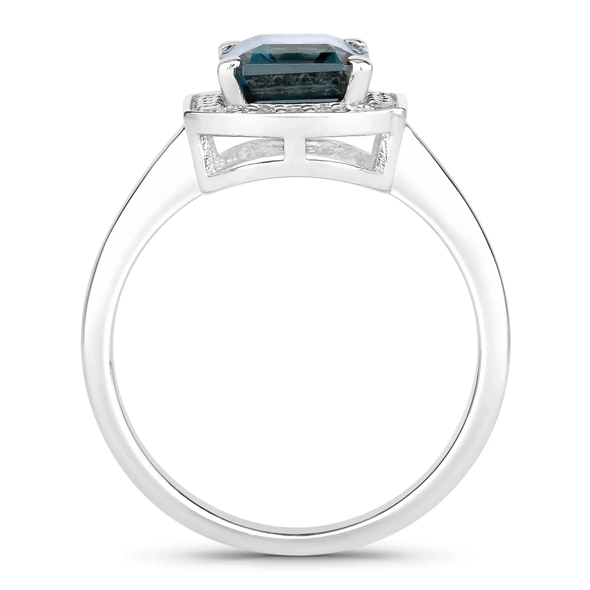 2.80 Ct Octagon London Blue Topaz and Lab Diamond Prong Silver Halo Ring sold by Zulily product image thumbnail 3