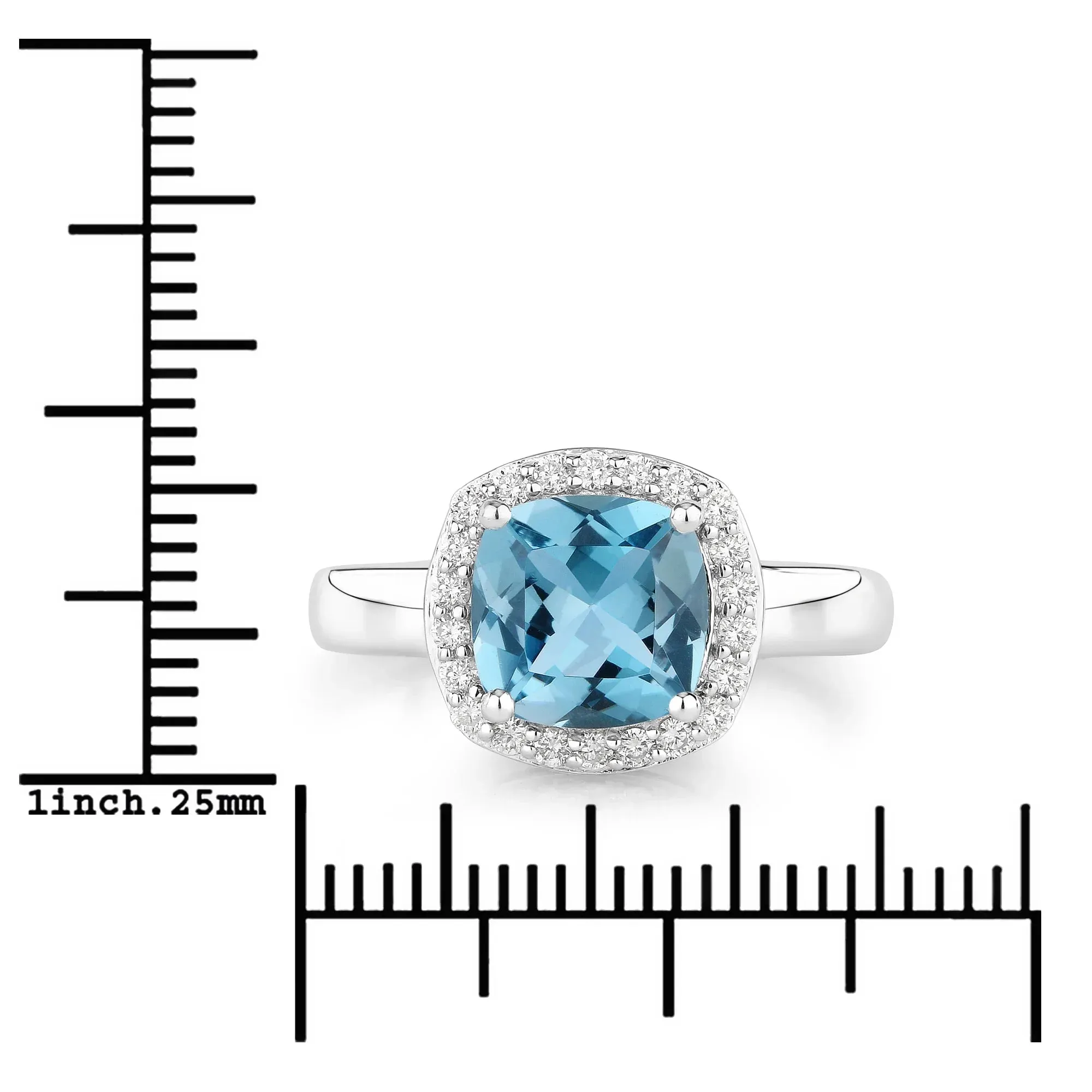 2.50 Ct Cushion London Blue Topaz and Lab Diamond Prong Silver Halo Ring sold by Zulily product image thumbnail 4