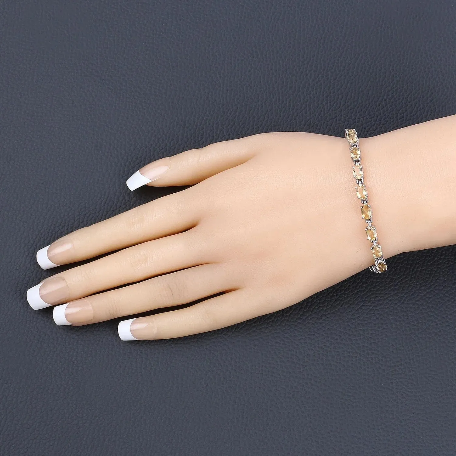 9.03 Ct Oval Yellow Citrine Prong Sterling Silver Tennis Bracelet sold by Zulily product image thumbnail 2