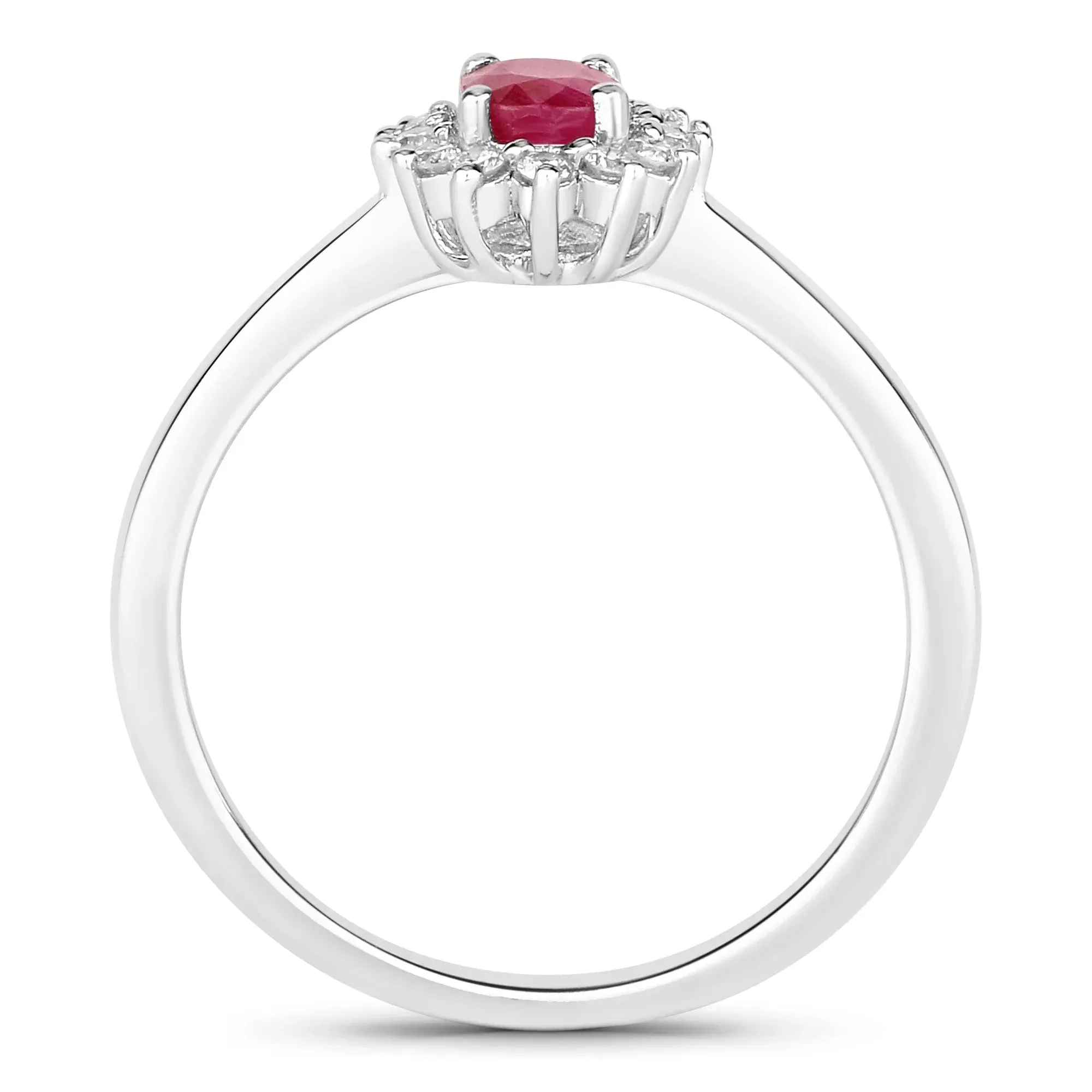 0.52 Ct Oval Pink Ruby Lab Diamond Prong Silver Halo Engagement Ring sold by Zulily product image thumbnail 3