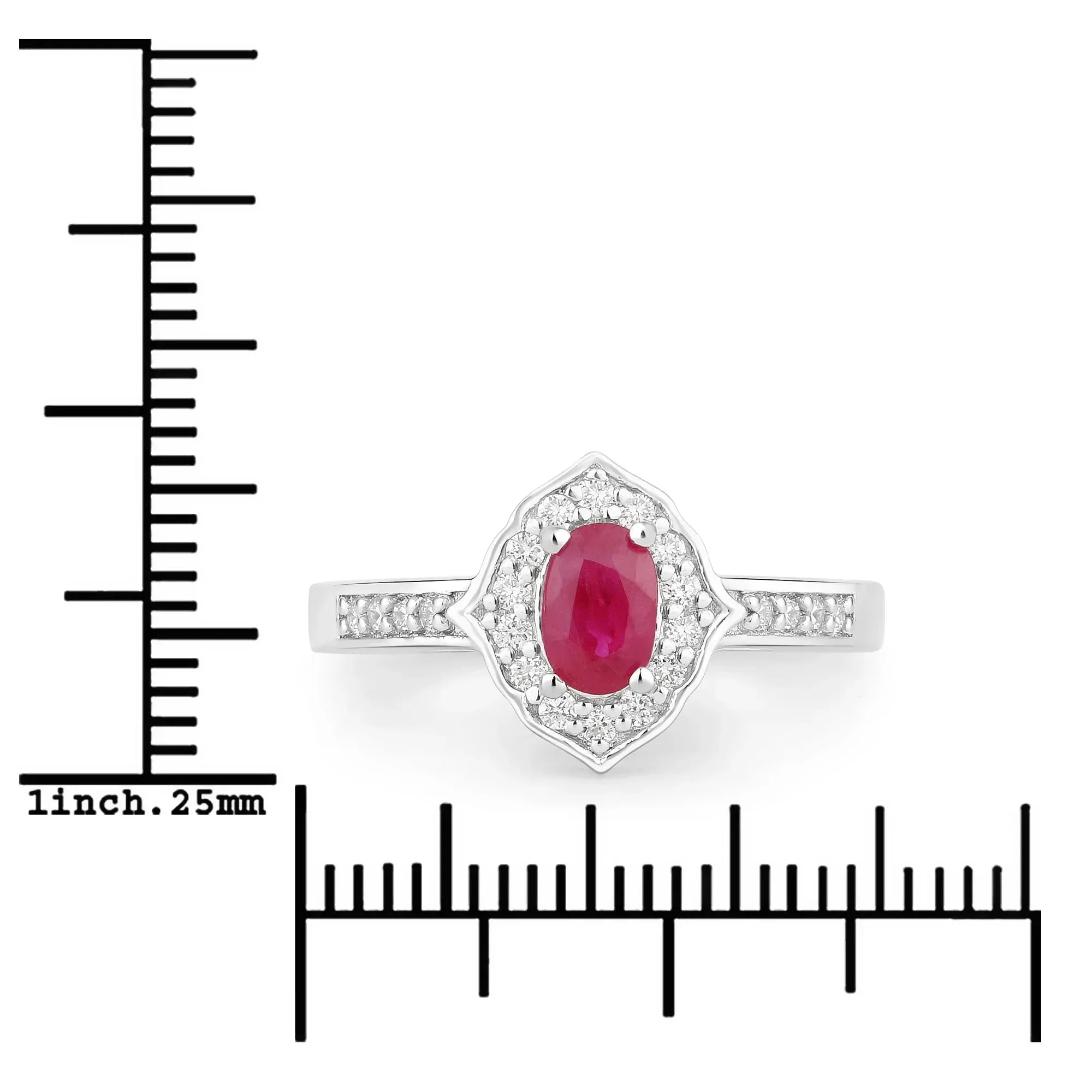 0.52 Ct Oval Pink Ruby & Lab Grown Diamond Prong Silver Halo Pave Band Ring sold by Zulily product image thumbnail 4