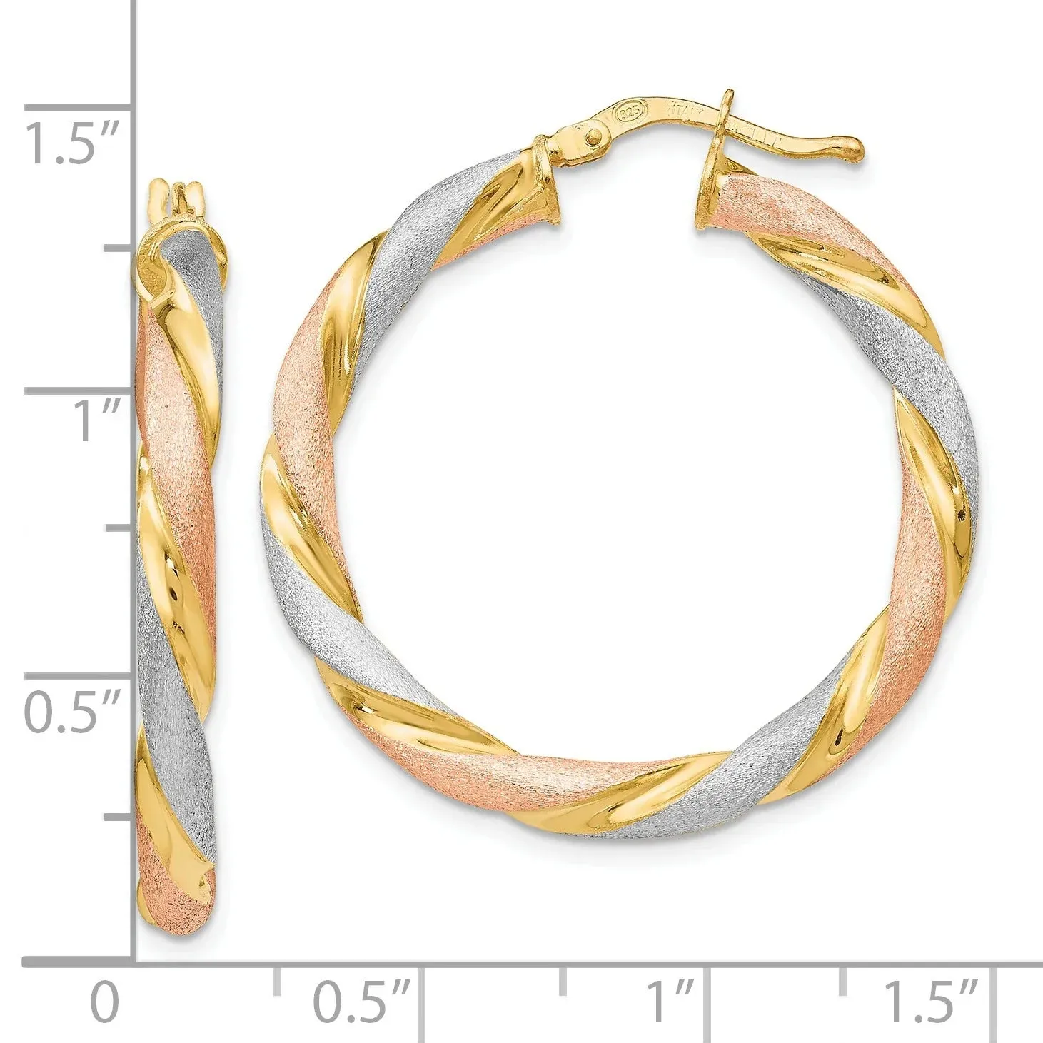 Tri-color Hinged Hoop Silver Earrings sold by Zulily product image thumbnail 4