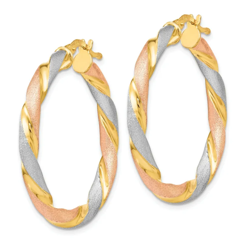 Tri-color Hinged Hoop Silver Earrings made by Zulily