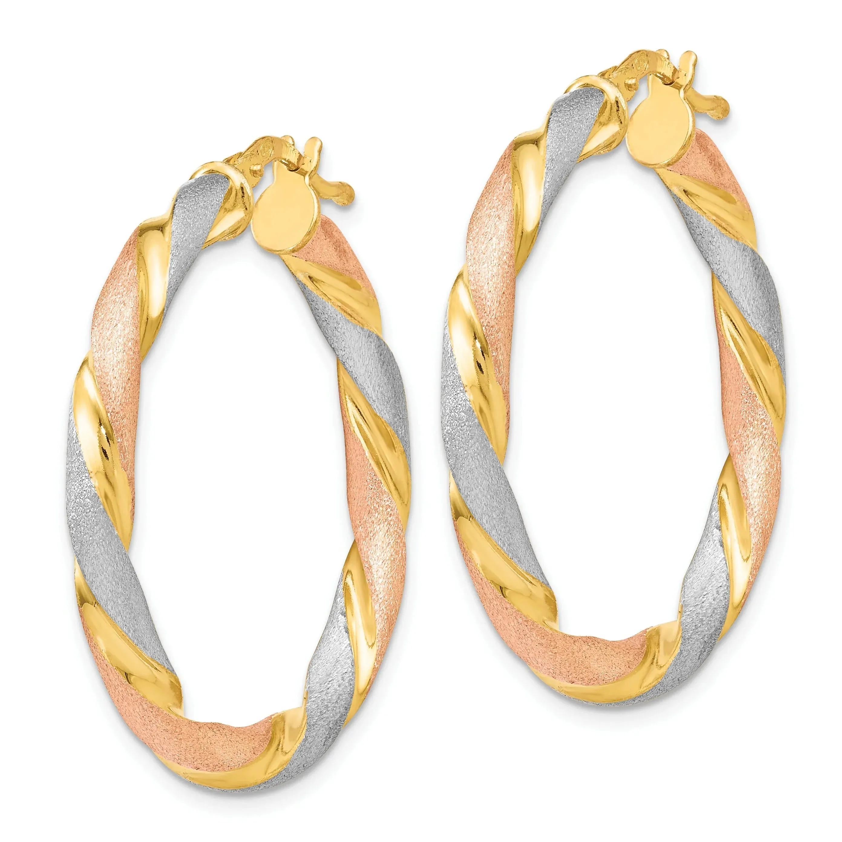 Tri-color Hinged Hoop Silver Earrings sold by Zulily