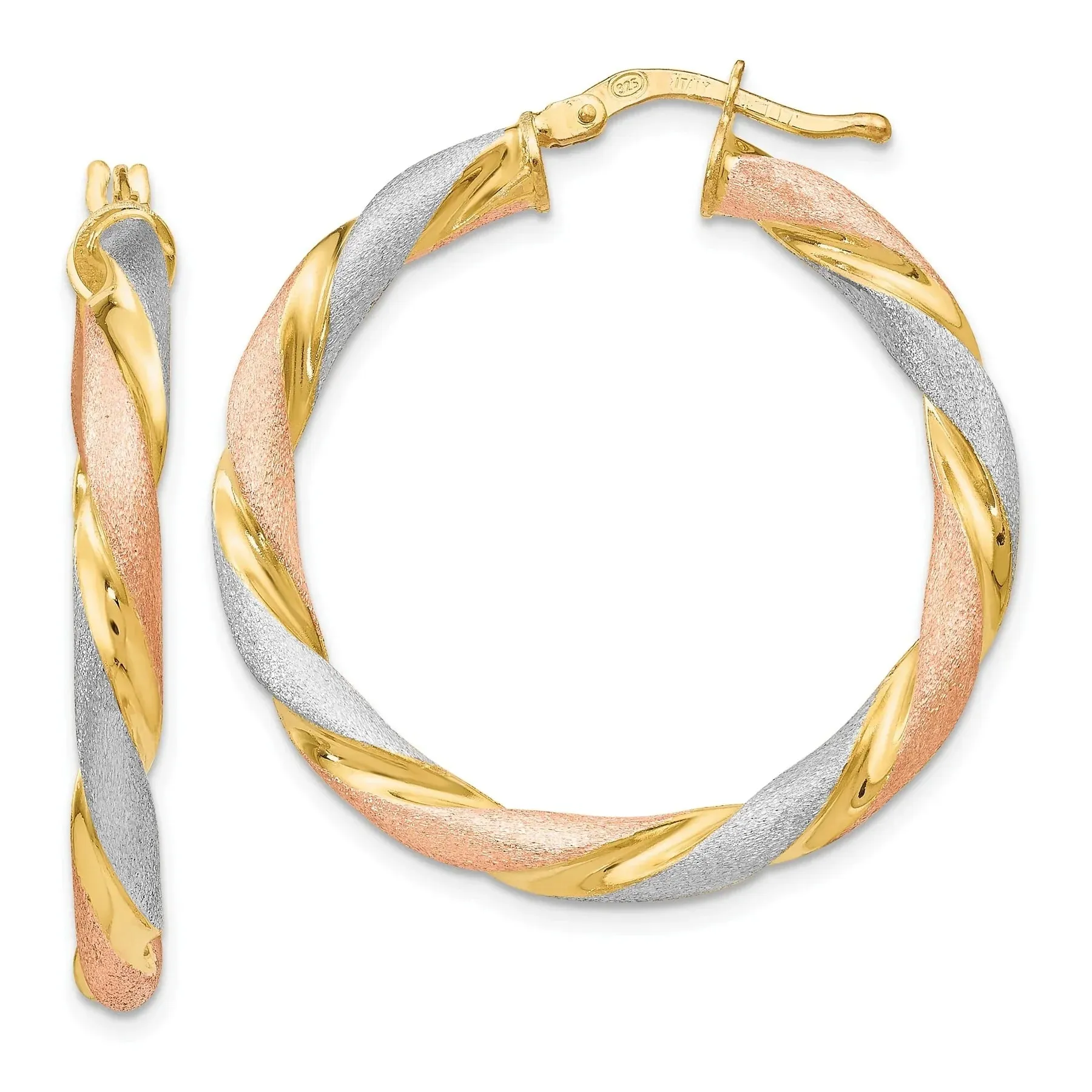 Tri-color Hinged Hoop Silver Earrings sold by Zulily product image thumbnail 3