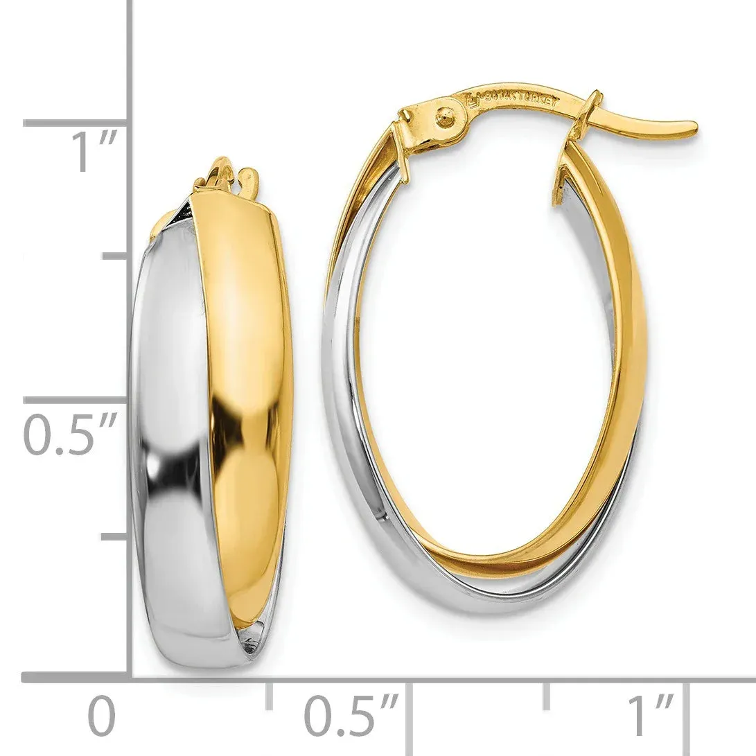 14K Gold Two-tone Double Oval Hoop Earrings sold by Zulily product image thumbnail 4