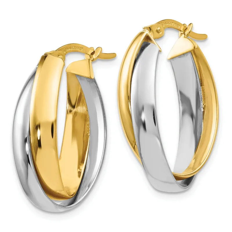 14K Gold Two-tone Double Oval Hoop Earrings made by Zulily