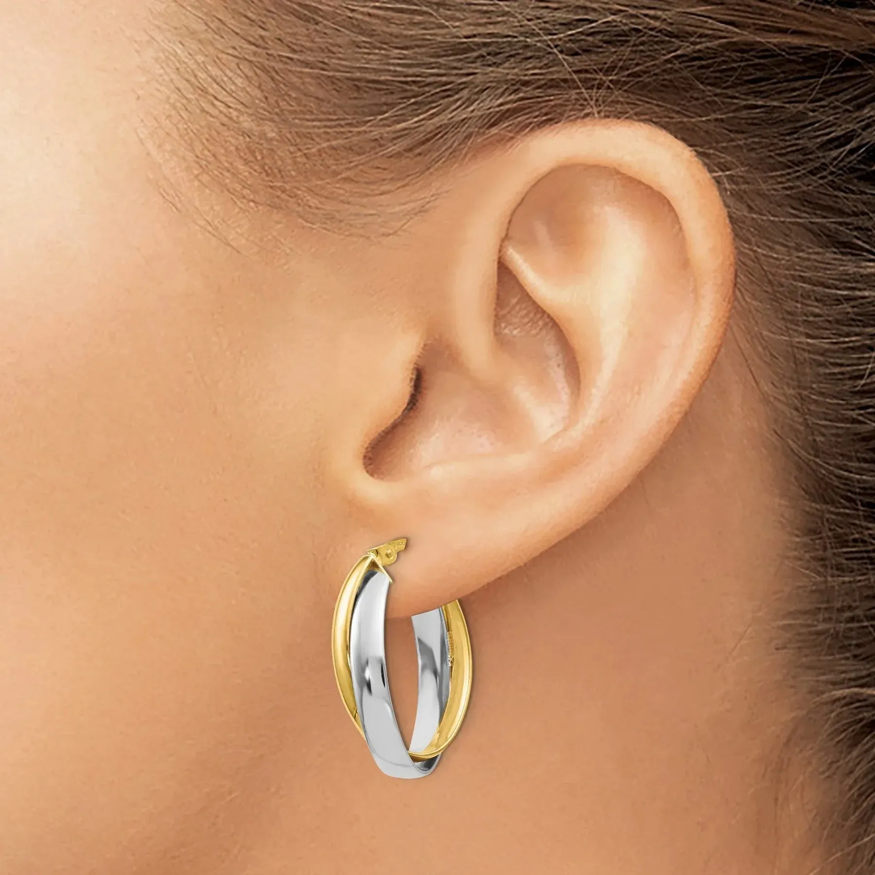 14K Gold Two-tone Double Oval Hoop Earrings sold by Zulily product image thumbnail 2