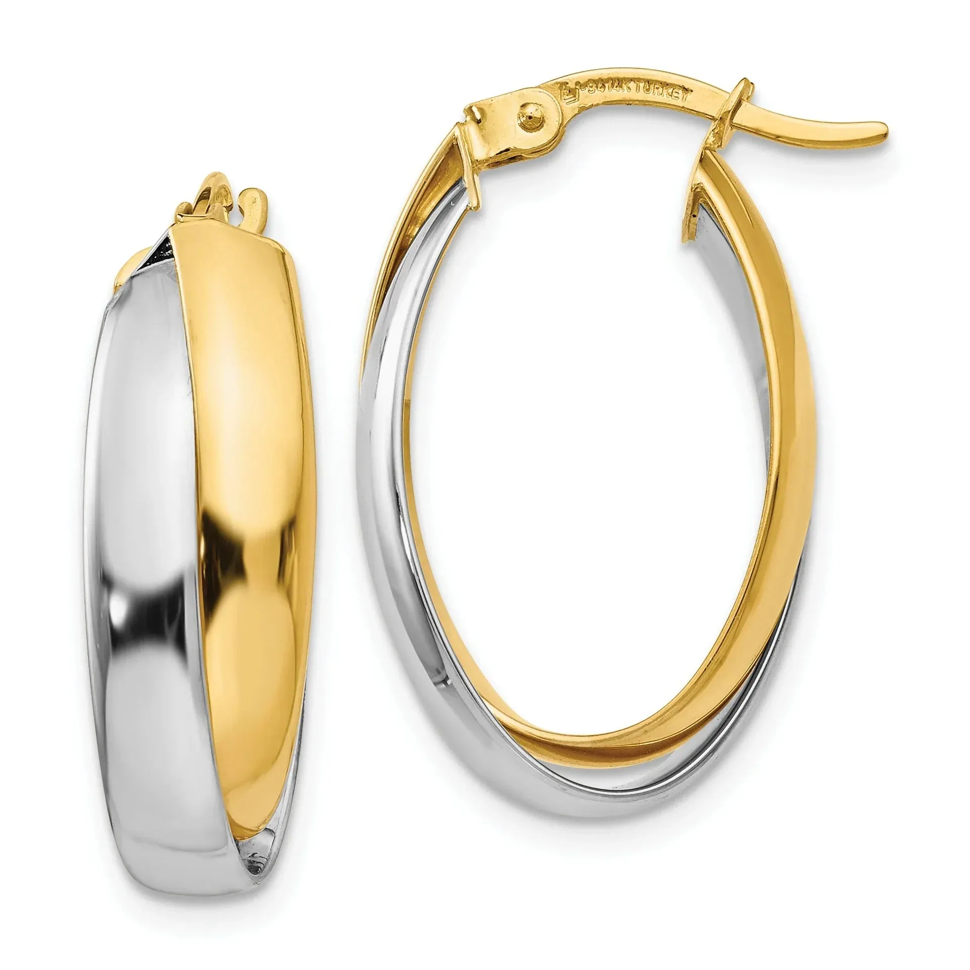 14K Gold Two-tone Double Oval Hoop Earrings sold by Zulily product image thumbnail 3