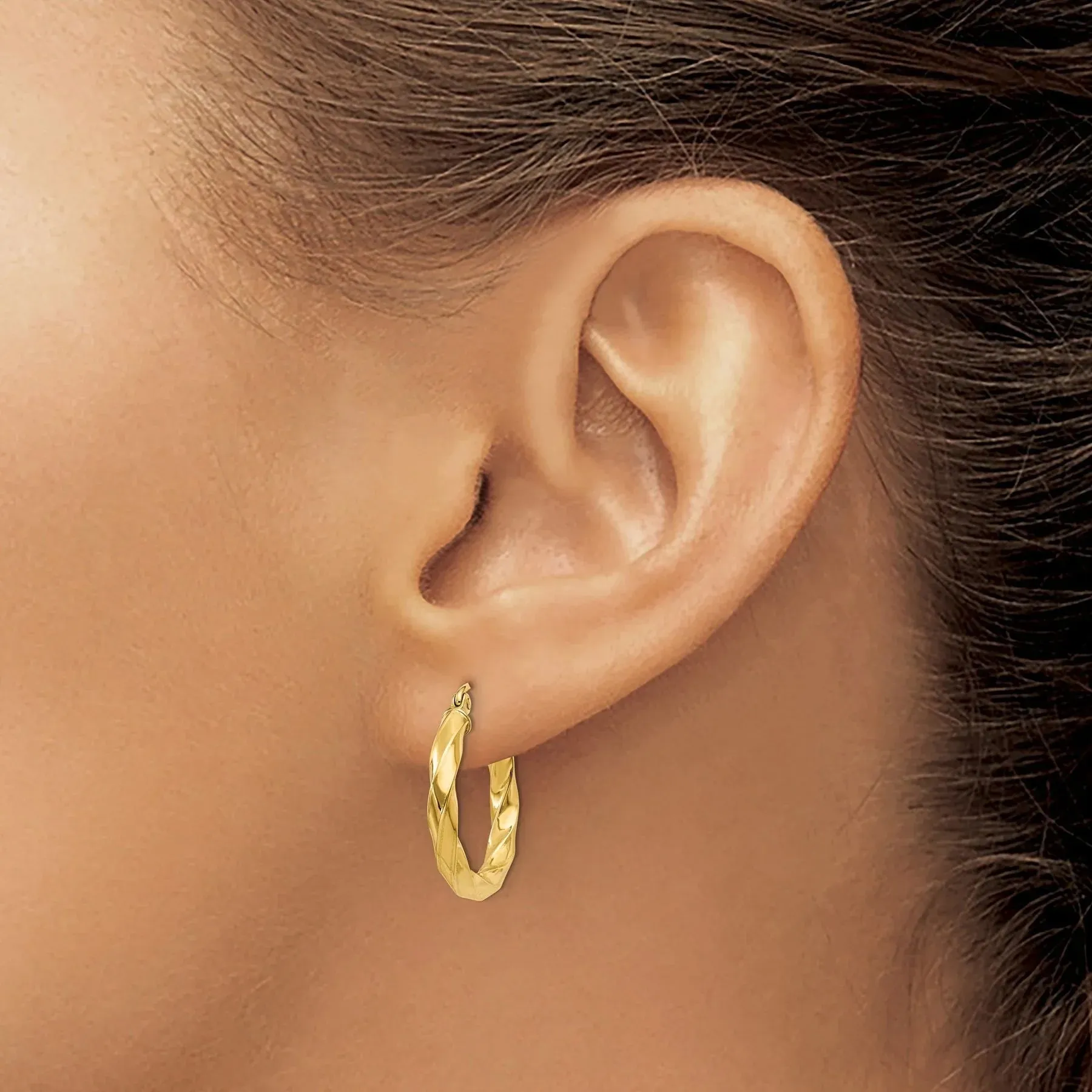 14k Gold Medium Twisted Hoop Earrings sold by Zulily product image thumbnail 2