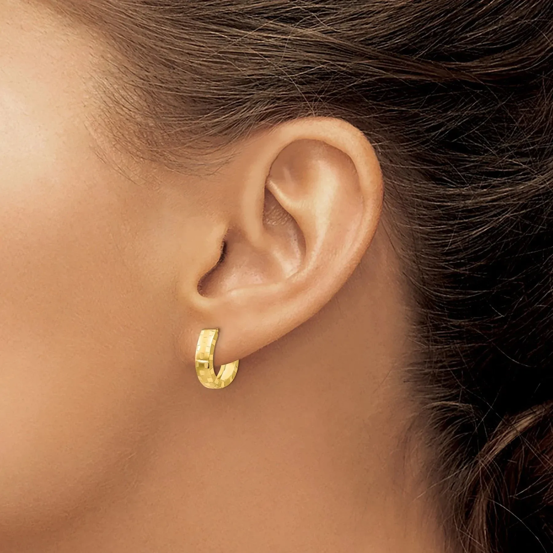 14K Gold Diamond Cut Huggie Hoop Earrings sold by Zulily product image thumbnail 2