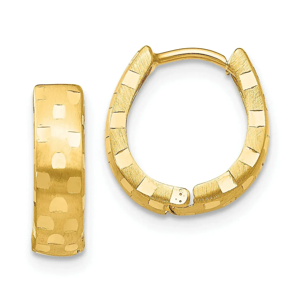 14K Gold Diamond Cut Huggie Hoop Earrings sold by Zulily product image thumbnail 3