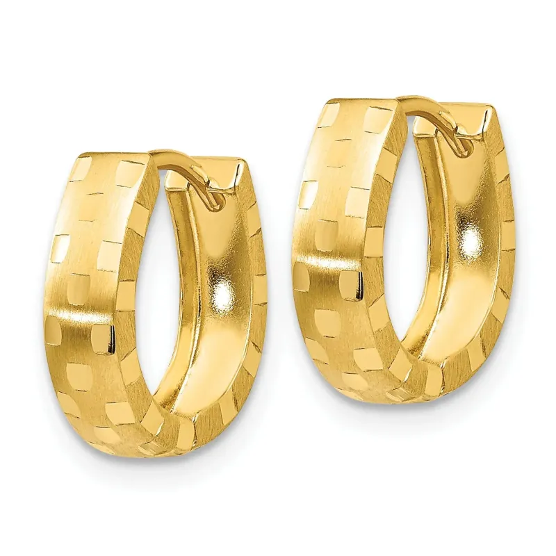 14K Gold Diamond Cut Huggie Hoop Earrings made by Zulily