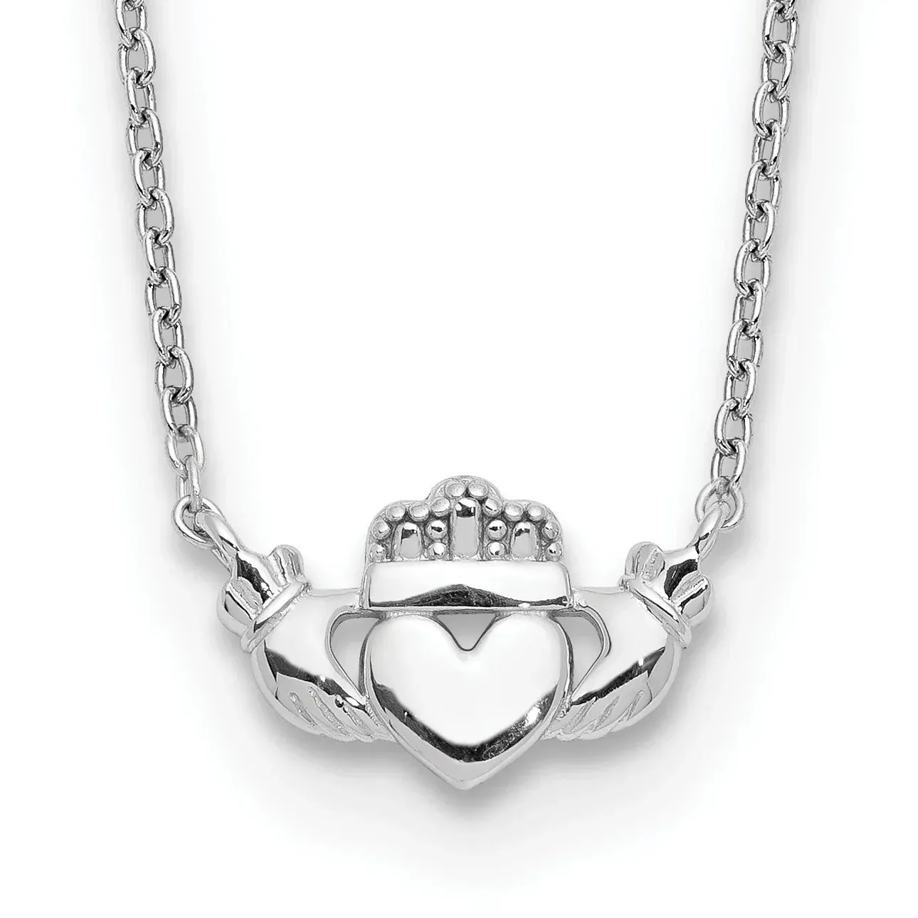 14k White Gold Claddagh Necklace sold by Zulily
