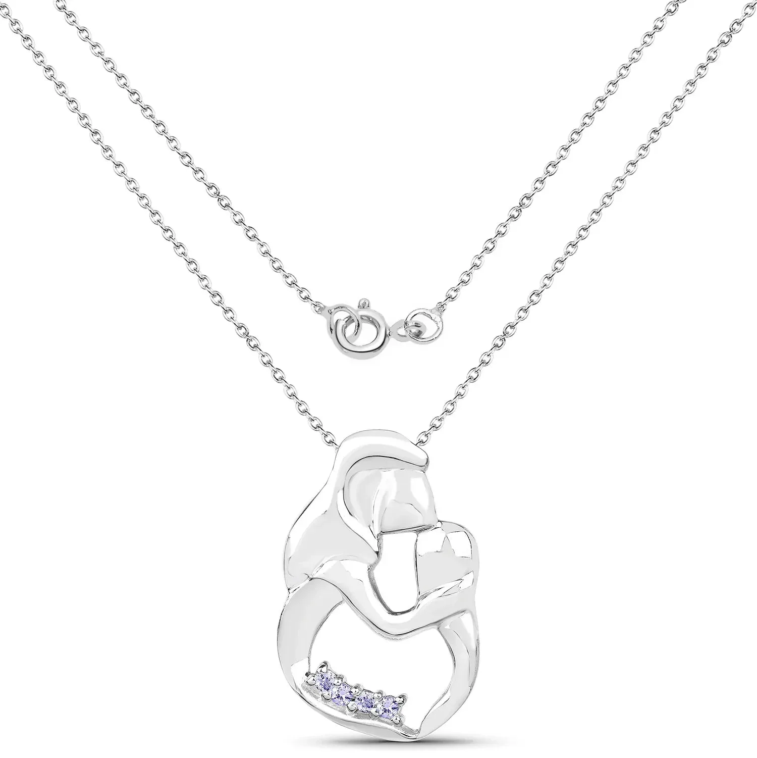 0.14 Ct Round Violet Tanzanite Prong Silver Mom Pendant Necklace sold by Zulily product image thumbnail 2