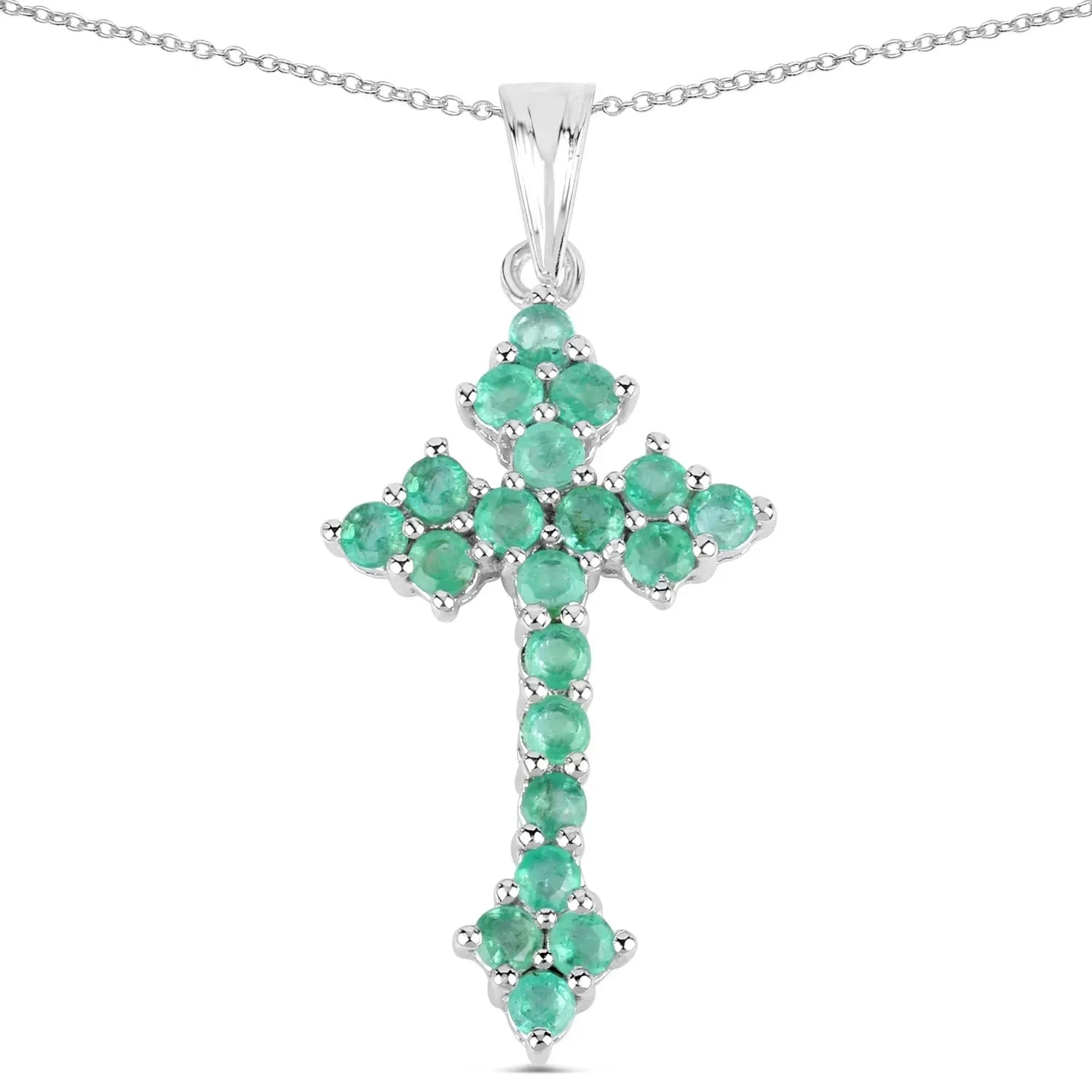 2.00 Ct Green Zambian Emerald Prong Silver Cross Pendant Necklace sold by Zulily