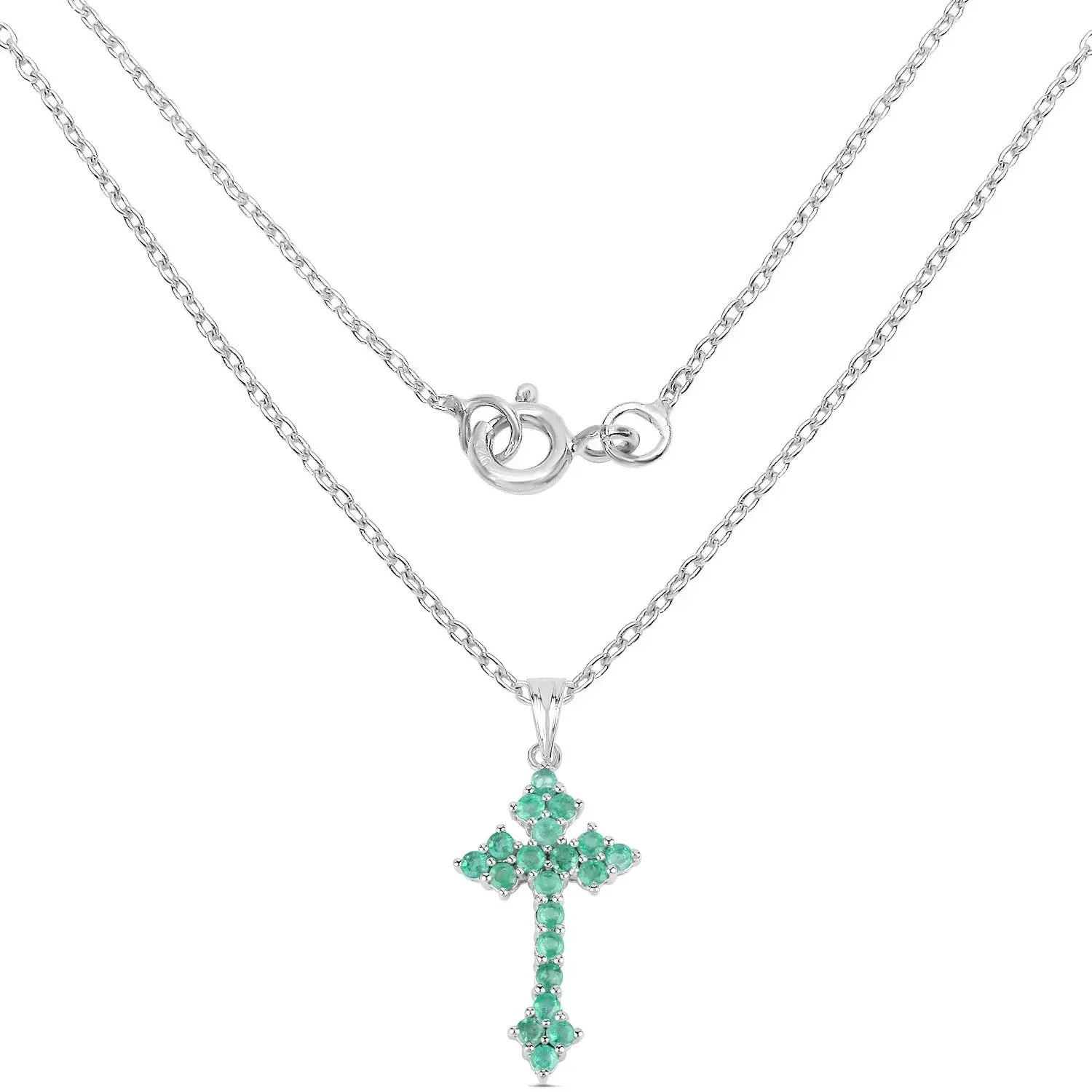 2.00 Ct Green Zambian Emerald Prong Silver Cross Pendant Necklace sold by Zulily product image thumbnail 2