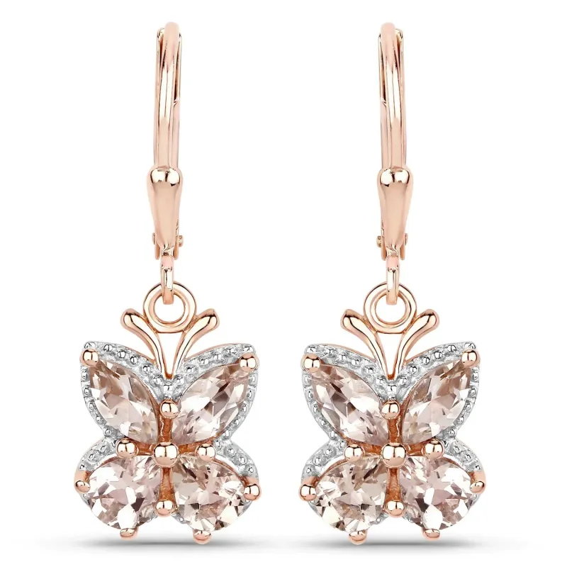 1.88 Ct Peach Morganite Prong 18K Rose Gold Plated Silver Dangle Earrings made by Zulily