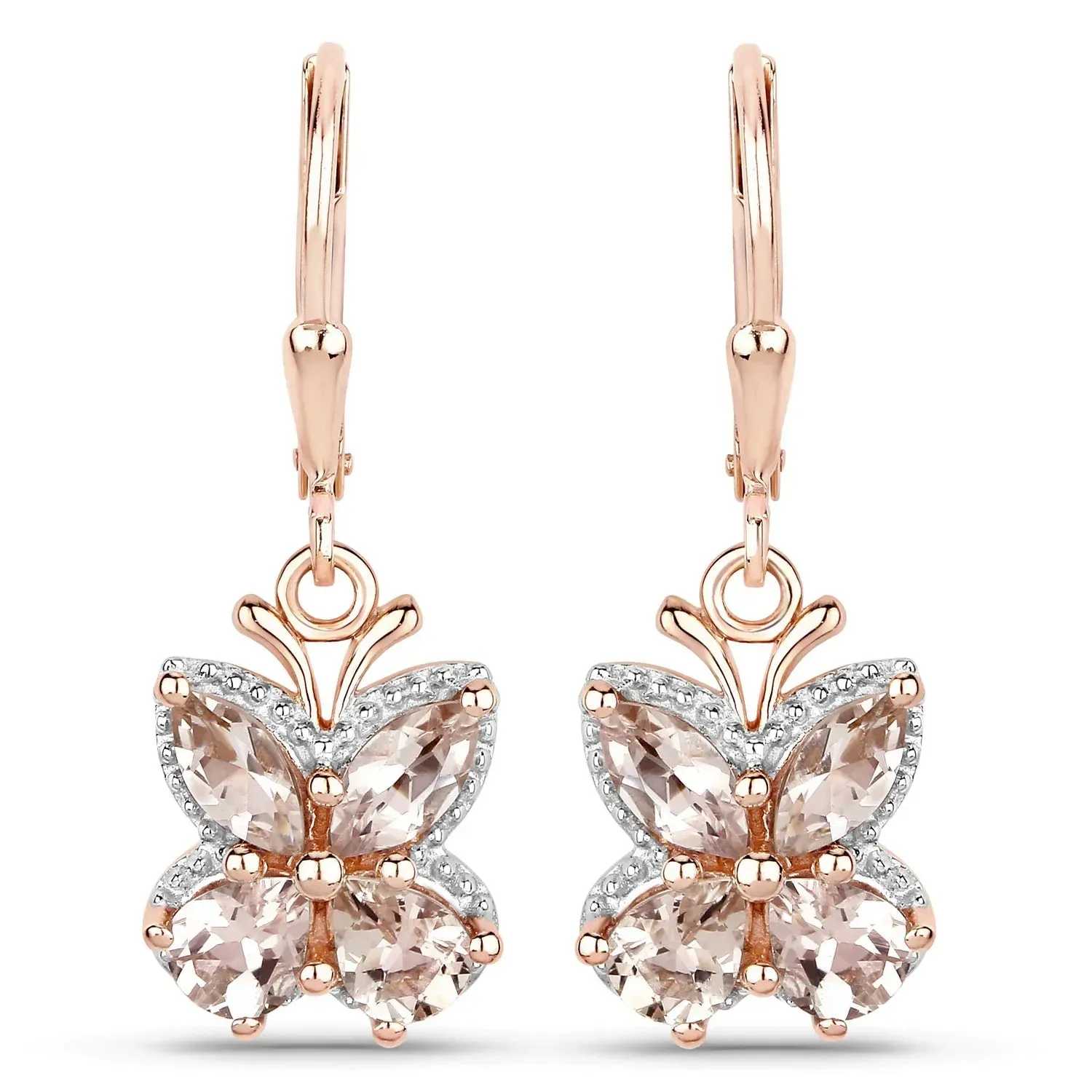 1.88 Ct Peach Morganite Prong 18K Rose Gold Plated Silver Dangle Earrings sold by Zulily