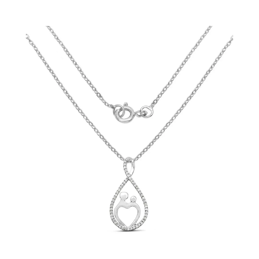 0.34 Ct Round White Diamond Prong Silver Mom Heart Pendant Necklace sold by Zulily product image thumbnail 2