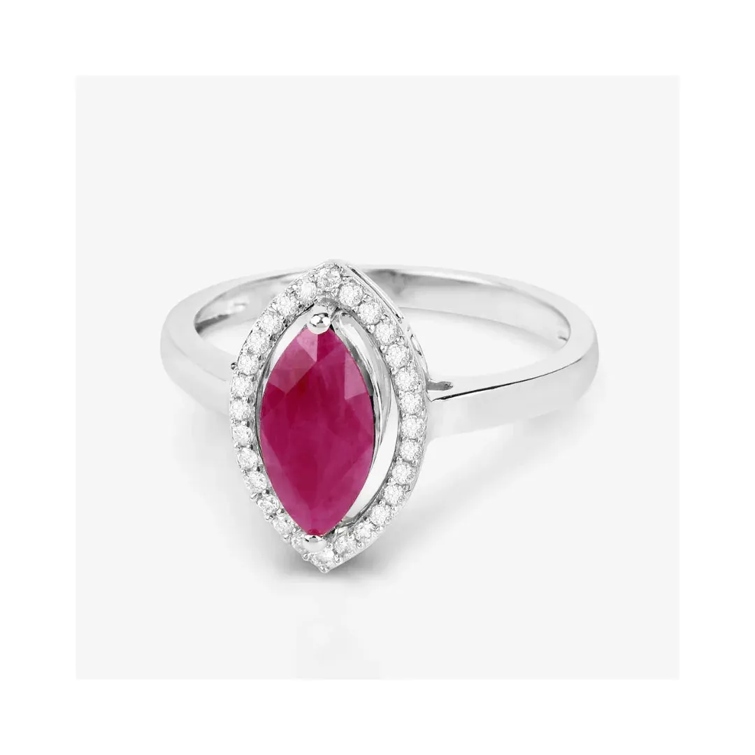 1.39 Ct Marquise Pink Ruby Diamond Prong 10K Gold Halo Ring sold by Zulily product image thumbnail 2