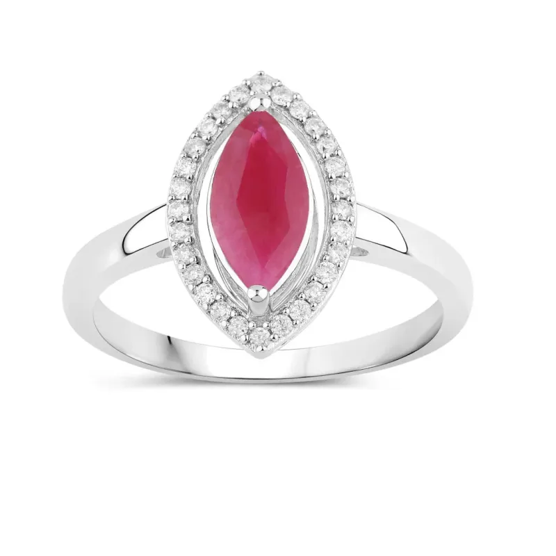 1.39 Ct Marquise Pink Ruby Diamond Prong 10K Gold Halo Ring made by Zulily