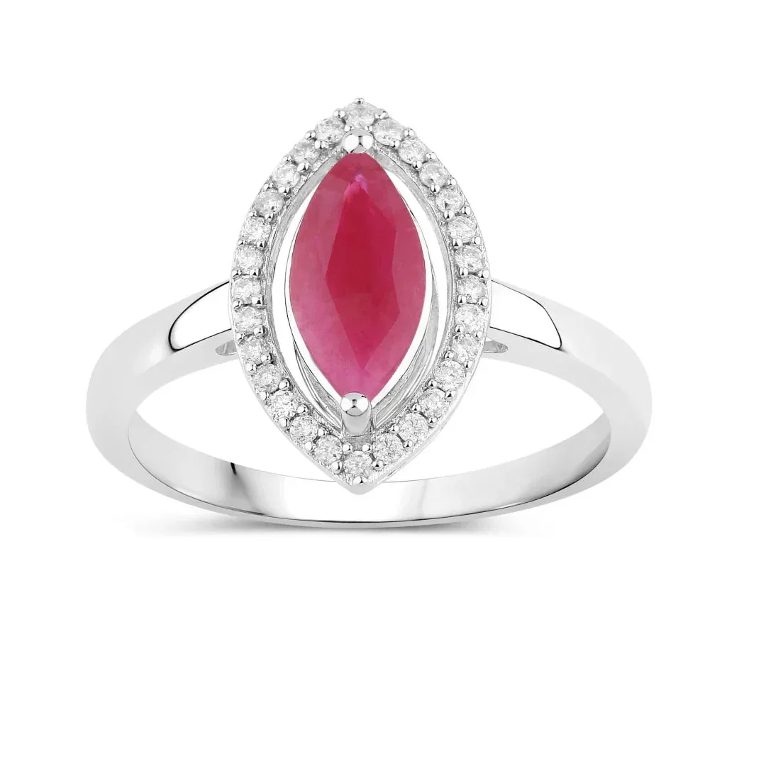 1.39 Ct Marquise Pink Ruby Diamond Prong 10K Gold Halo Ring sold by Zulily