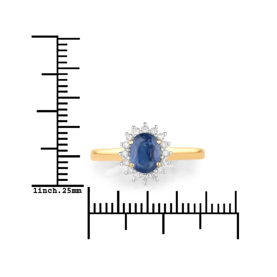 0.95 Ct Oval Blue Sapphire Diamond Prong 10k Gold Halo Ring sold by Zulily product image thumbnail 4