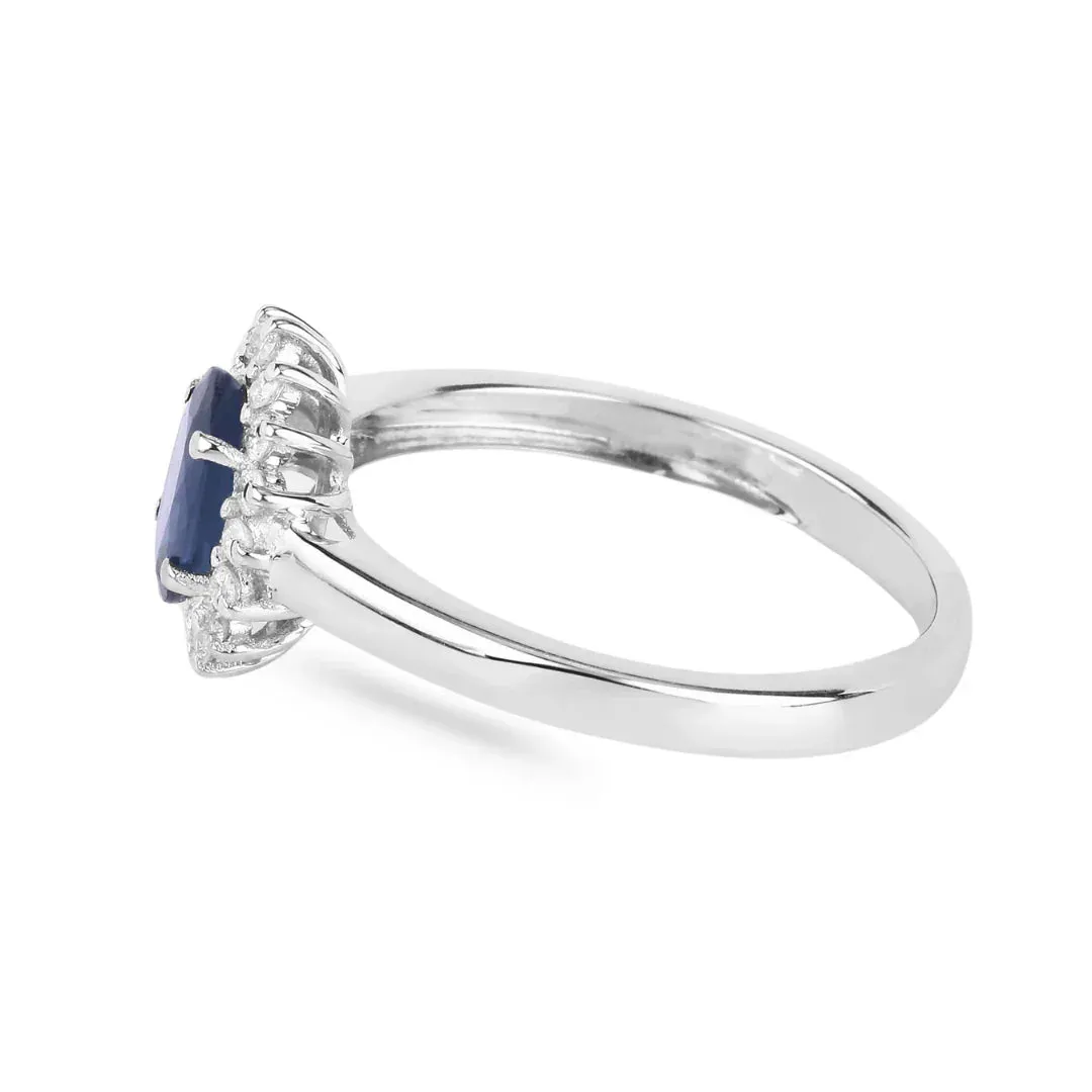 0.95 Ct Oval Blue Sapphire Diamond Prong 10k Gold Halo Ring sold by Zulily product image thumbnail 5