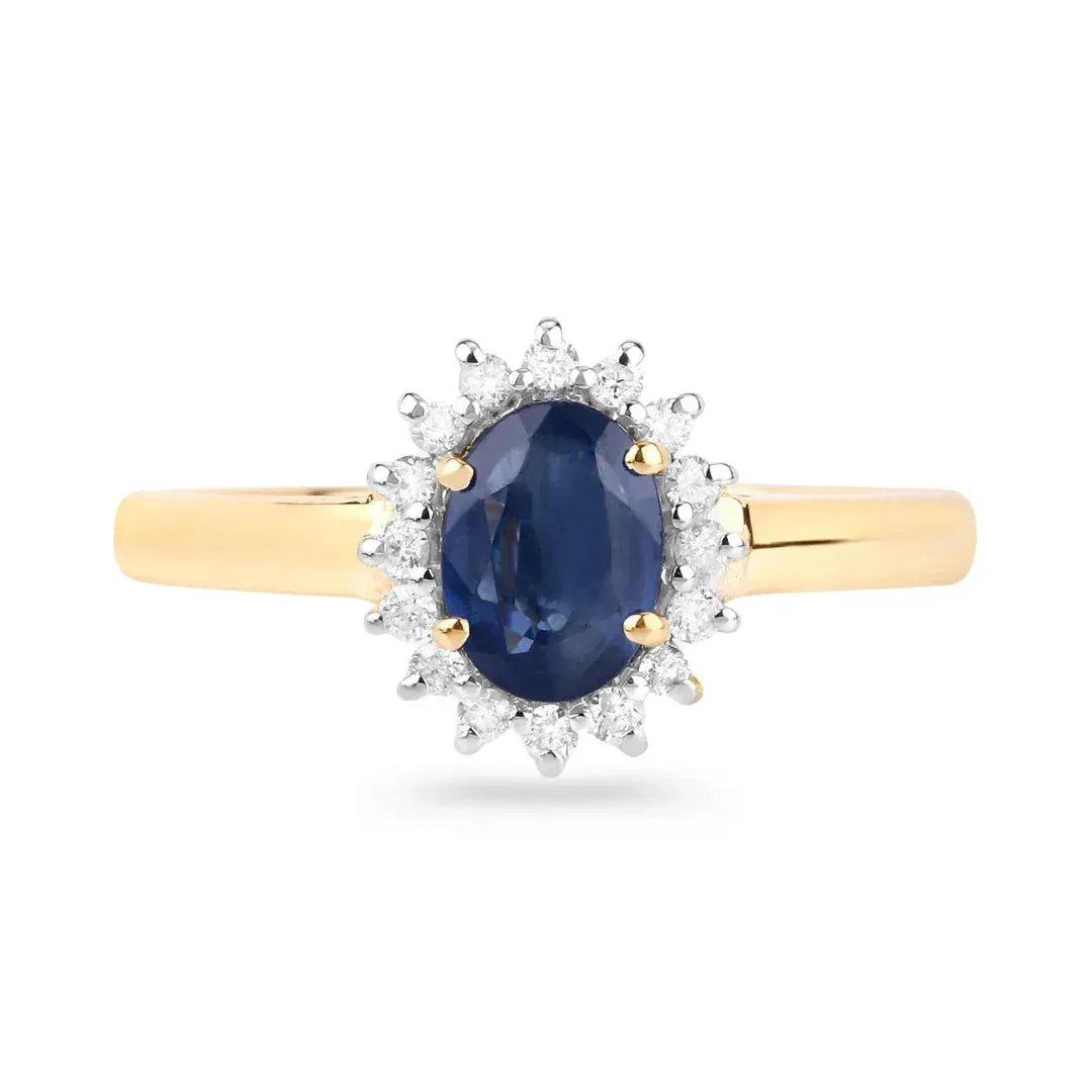 0.95 Ct Oval Blue Sapphire Diamond Prong 10k Gold Halo Ring sold by Zulily product image thumbnail 2