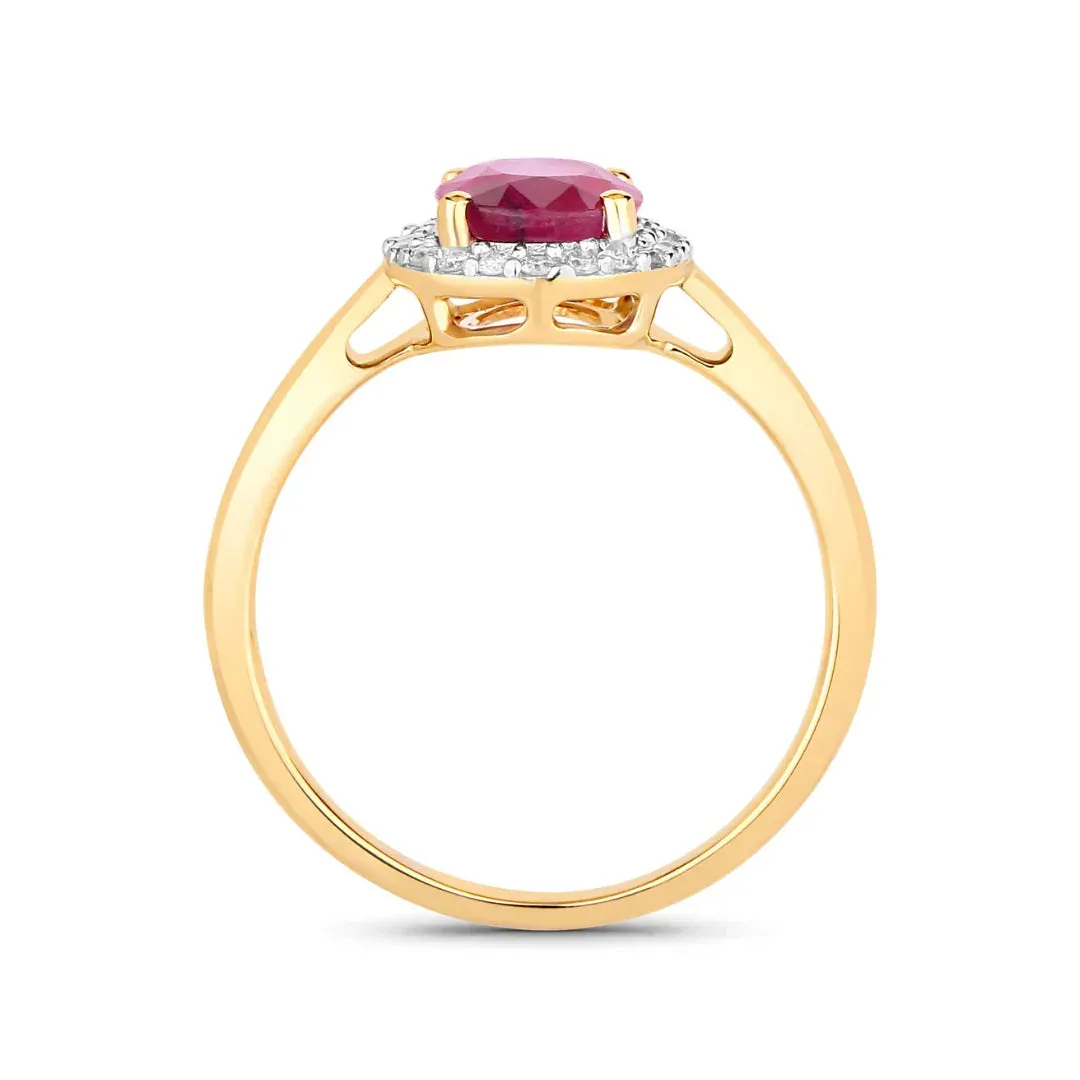 1.41 Ct Oval Pink Ruby Diamond Prong 10K Gold Halo Ring sold by Zulily product image thumbnail 4