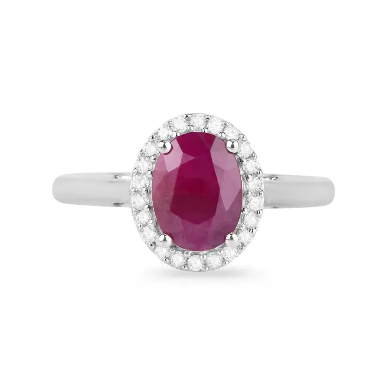 1.41 Ct Oval Pink Ruby Diamond Prong 10K Gold Halo Ring made by Zulily