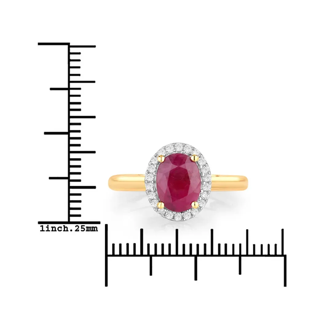 1.41 Ct Oval Pink Ruby Diamond Prong 10K Gold Halo Ring sold by Zulily product image thumbnail 5
