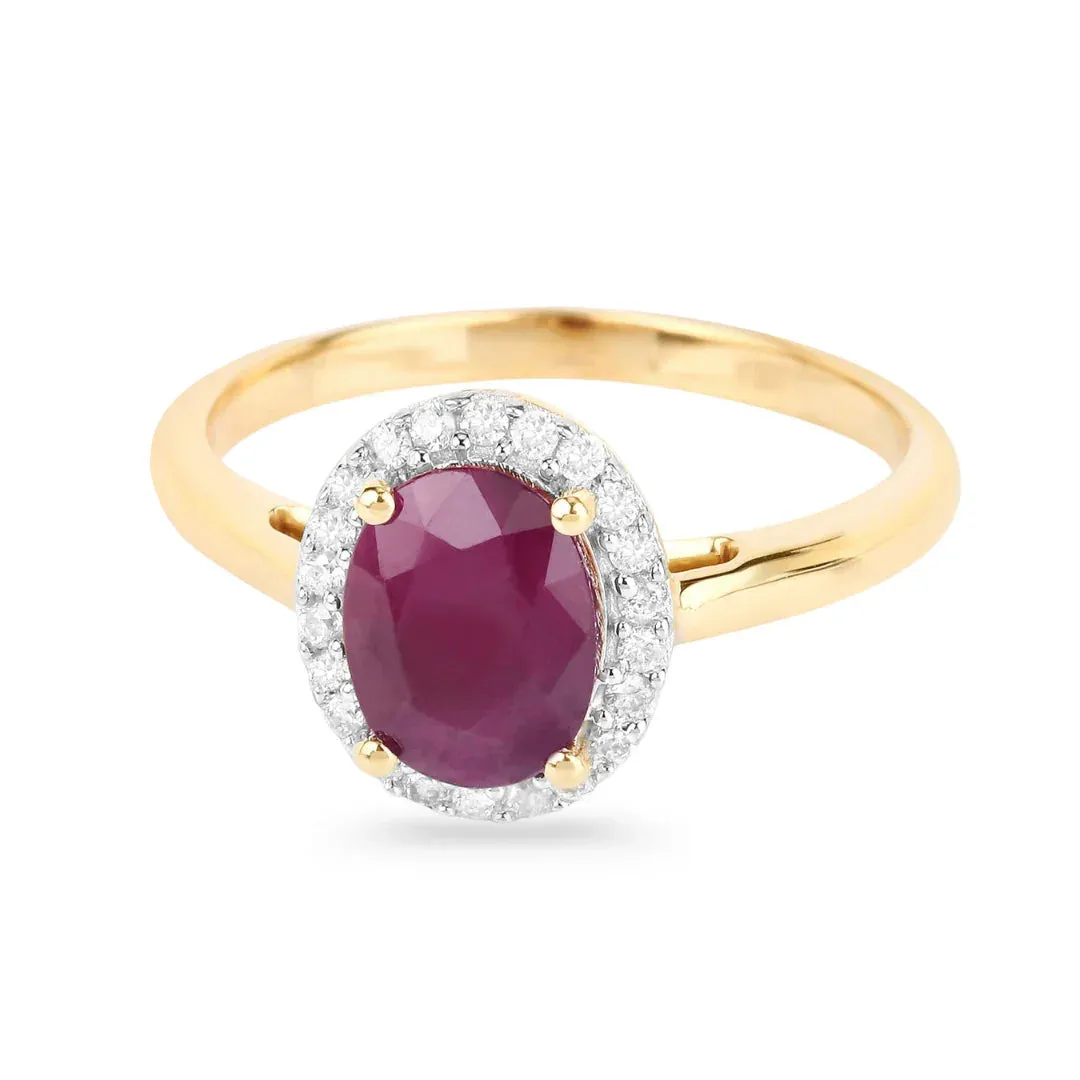 1.41 Ct Oval Pink Ruby Diamond Prong 10K Gold Halo Ring sold by Zulily product image thumbnail 2