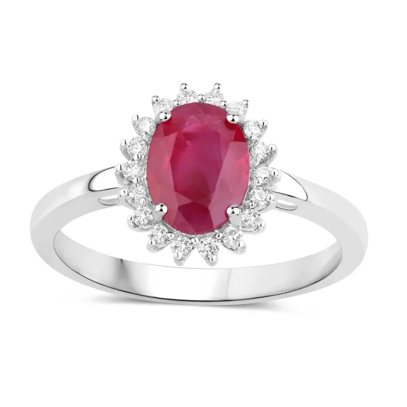 1.44 Ct Oval Pink Ruby Diamond Prong 10K Gold Halo Ring made by Zulily