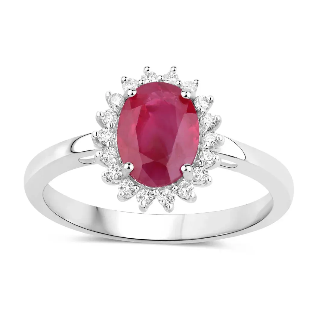 1.44 Ct Oval Pink Ruby Diamond Prong 10K Gold Halo Ring sold by Zulily