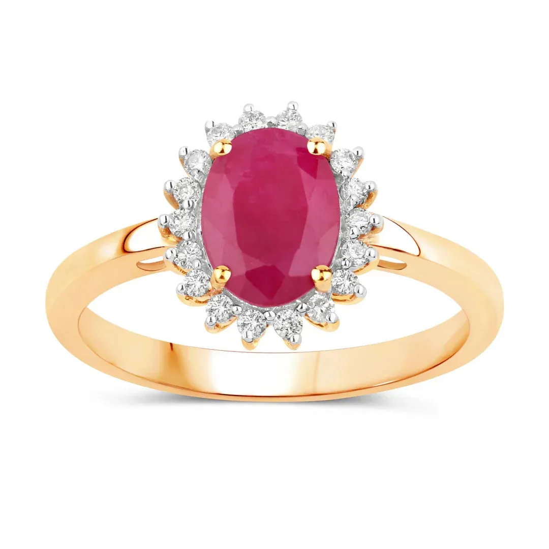 1.44 Ct Oval Pink Ruby Diamond Prong 10K Gold Halo Ring sold by Zulily product image thumbnail 2