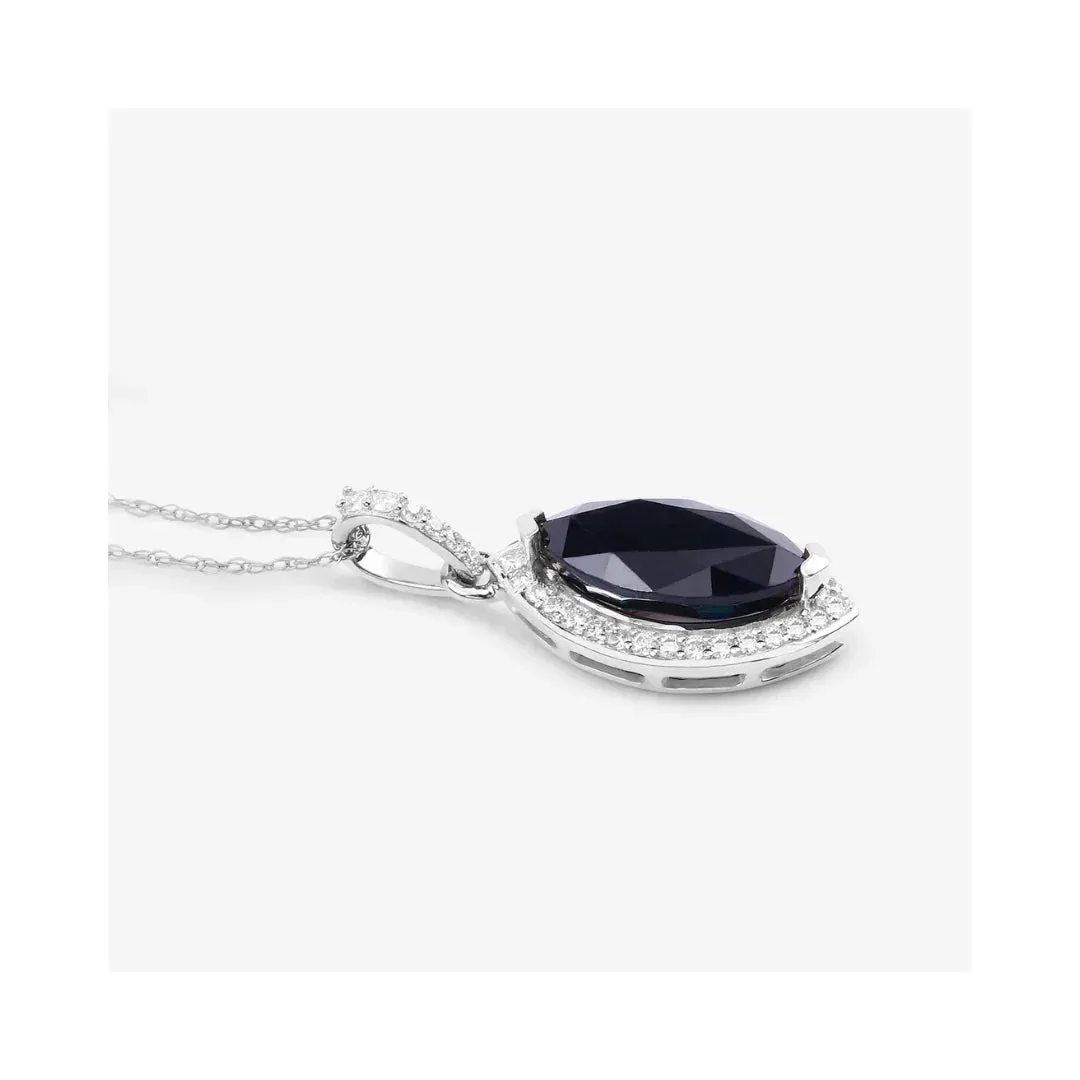 Genuine 10K Blue Sapphire and Diamond Marquise Pendant sold by Zulily product image thumbnail 3