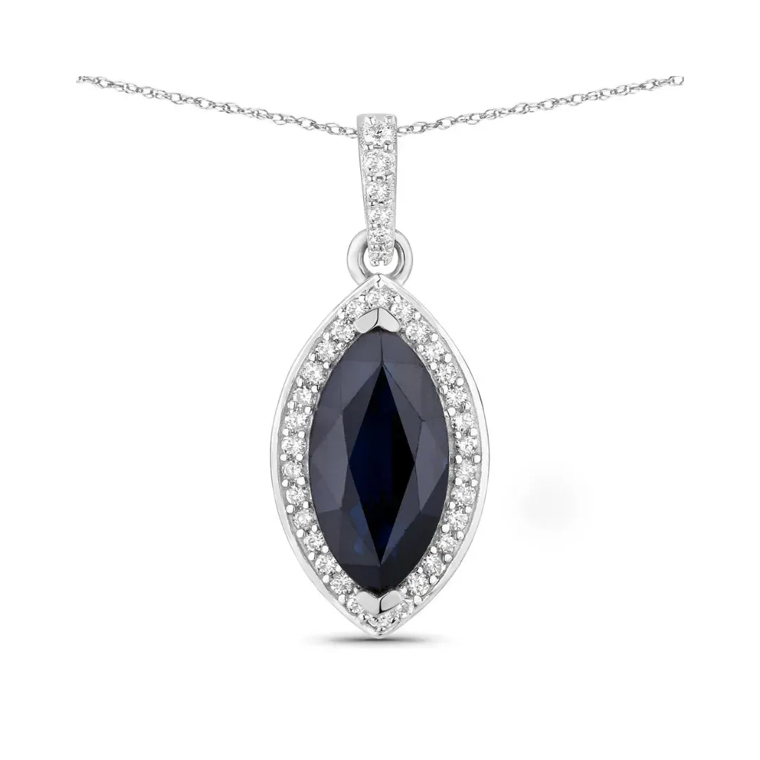 Genuine 10K Blue Sapphire and Diamond Marquise Pendant sold by Zulily